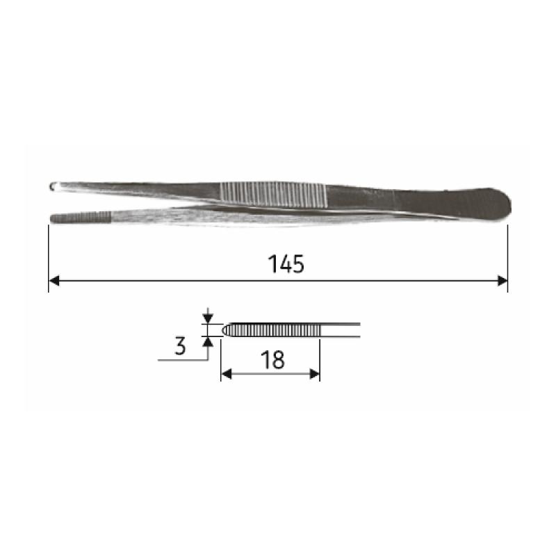 Пінцет анатомічний, 14,5 cм, J-16-014